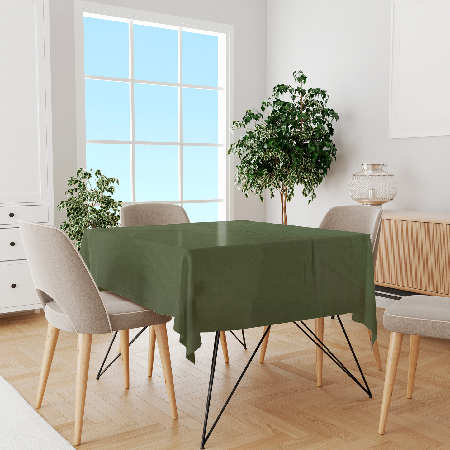 Toalha de Mesa Algodão Amarela Verde 1,5mx1,5m