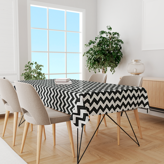 Toalha de Mesa Impermeável Chevron Preto 1,45mx2,2m