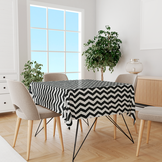 Toalha de Mesa Impermeável Chevron Preto 1,45mx1,5m