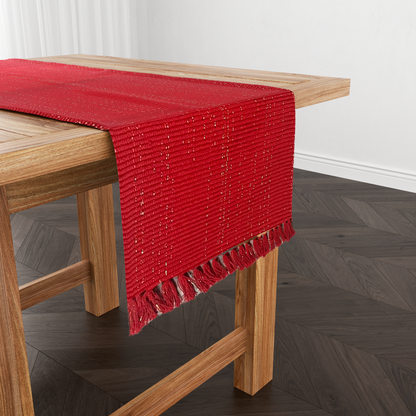 Caminho de Mesa Linha com Fio Lurex Vermelho 1,5m