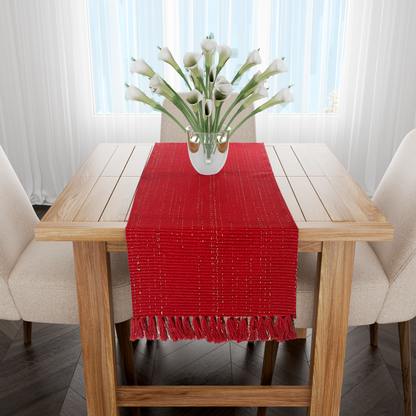 Caminho de Mesa Linha com Fio Lurex Vermelho 1,5m