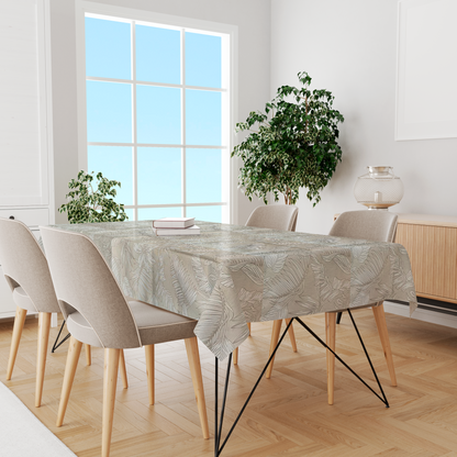 Toalha de Mesa Impermeável Folhas Bege Claro 1,45mx2,2m