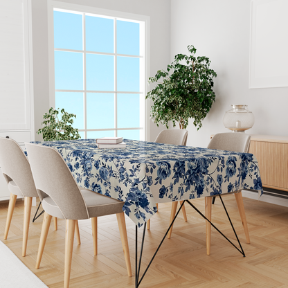 Toalha de Mesa Impermeável Floral Azul 1,45mx2,2m