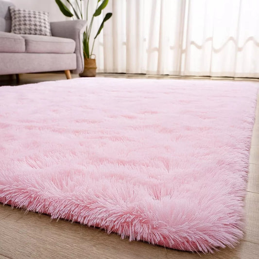 Tapete Peludo Pelúcia Rosa Bebê 2,00X2,40m Sala / Quarto Infantil