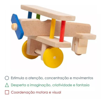 Aviãozinho Avião Madeira Brinquedo Pedagogico Colorido