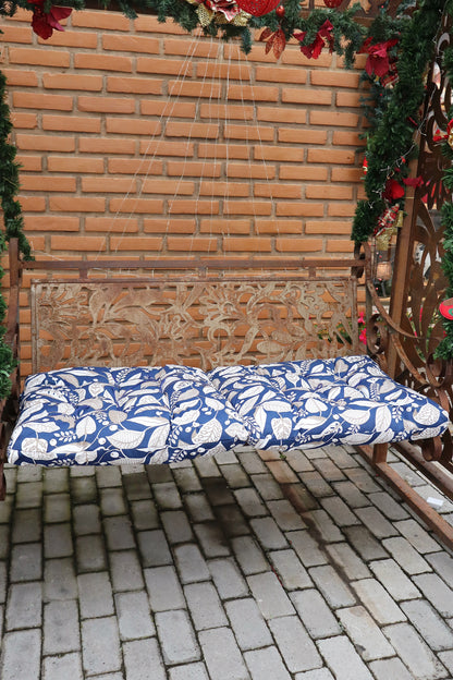 Almofada Futon Dupla Impermeável 1,10x0,50m Floral Azul