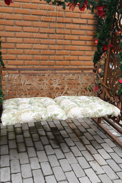 Almofada Futon Dupla Impermeável 1,10x0,50m Folhas Verde Claro