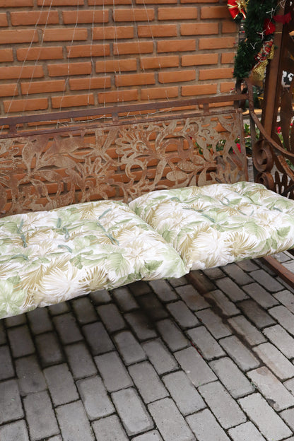 Almofada Futon Dupla Impermeável 1,10x0,50m Folhas Verde Claro