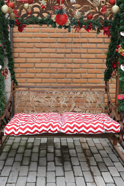 Almofada Futon Dupla Impermeável 1,10x0,50m Chevron Vermelho