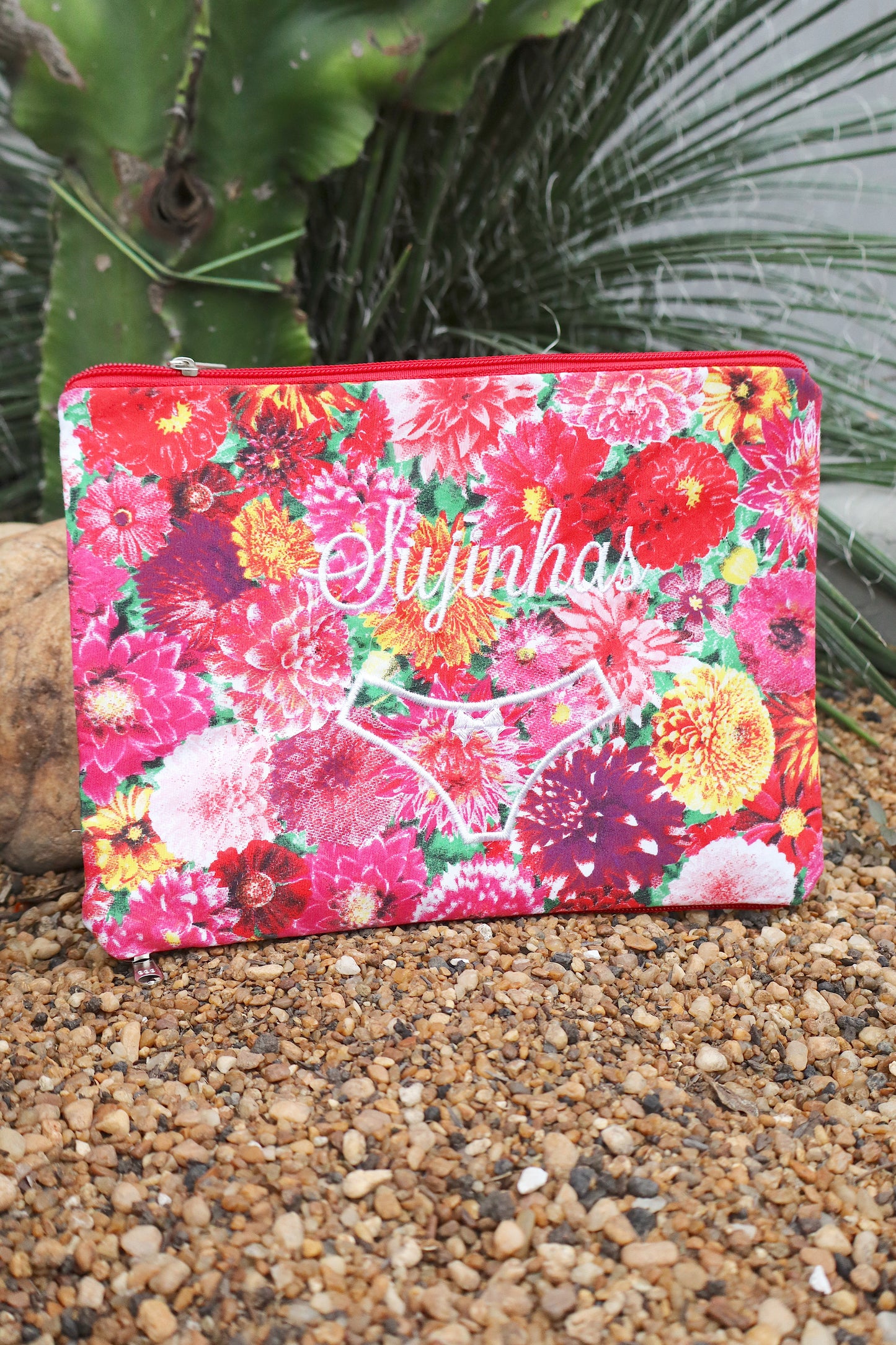 Necessaire Porta Calcinha Limpinha Sujinha Flores