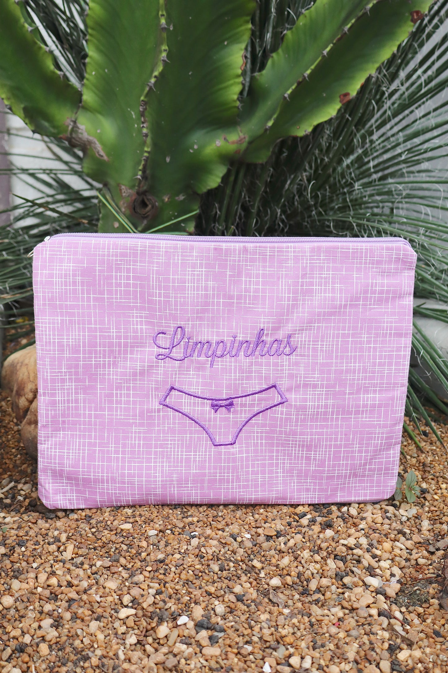 Necessaire Porta Calcinha Limpinha Sujinha Rosa Claro