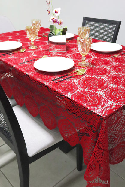 Toalha de Mesa Renda Vermelha 1,5mx2,2m