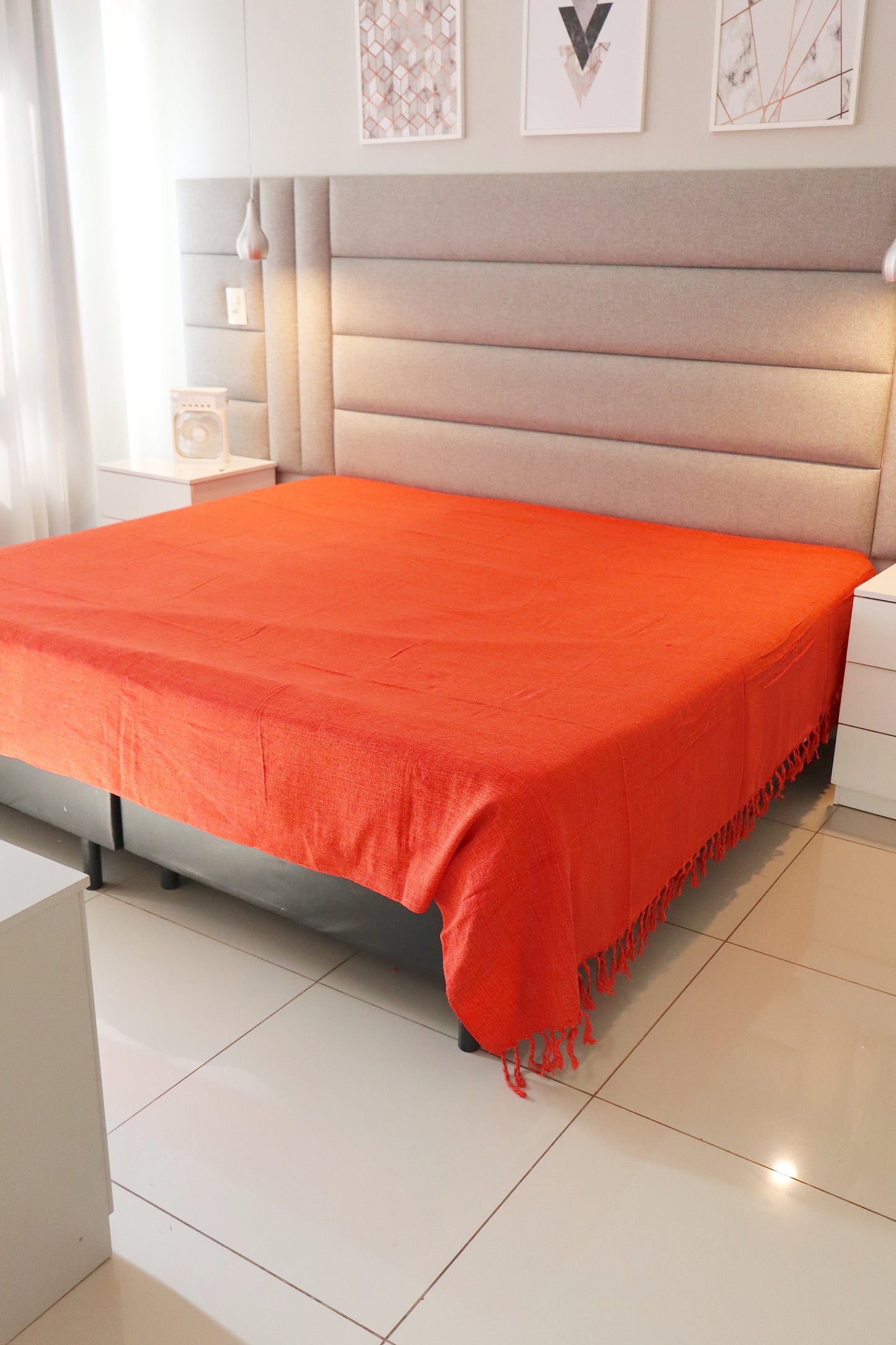 Colcha para Cama Queen 2,40x2,60m Artesanal Laranja