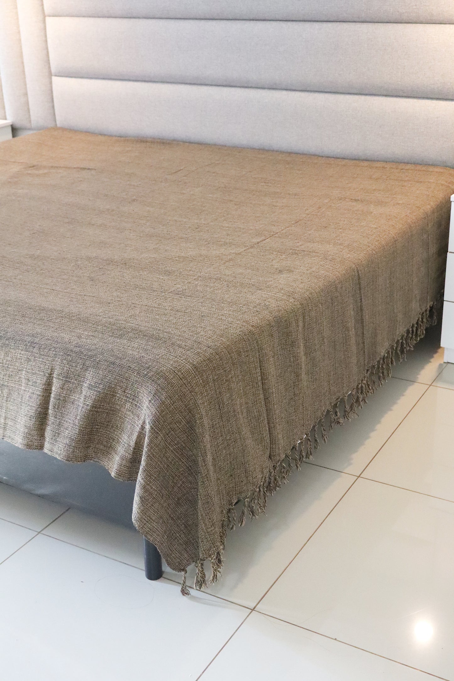 Colcha para Cama Queen 2,40x2,60m Artesanal Caqui Mesclada