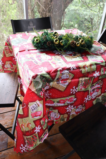 Toalha de Mesa Natal Estampada Poliéster Vermelha 1,5x1,5m