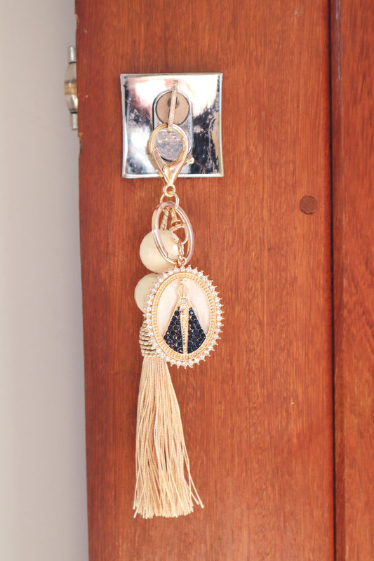 Chaveiro Medalha Nossa Senhora Aparecida com Tassel