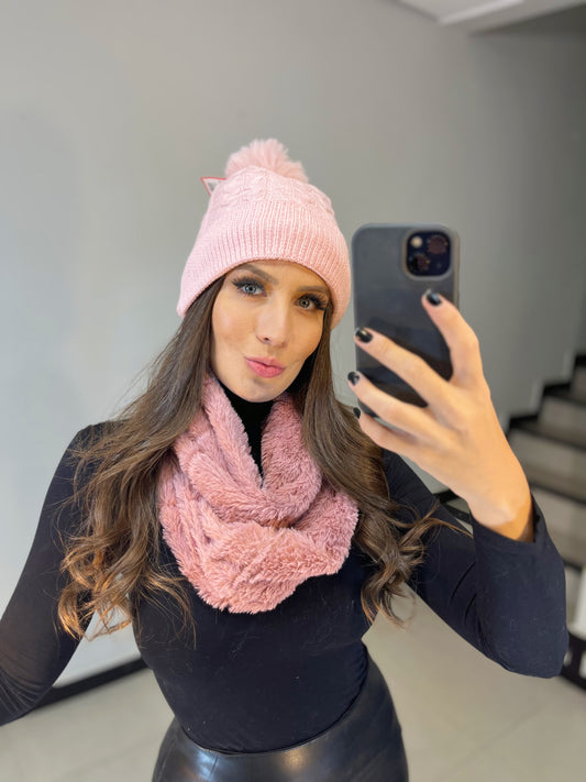 Touca Gorro Inverno Rosa