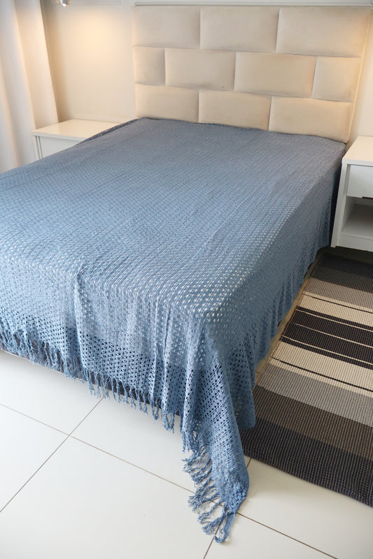 Colcha para Cama Casal em Renda Azul 2,30x2,90m