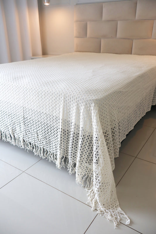 Colcha para Cama Casal em Renda Cru 2,30x2,90m