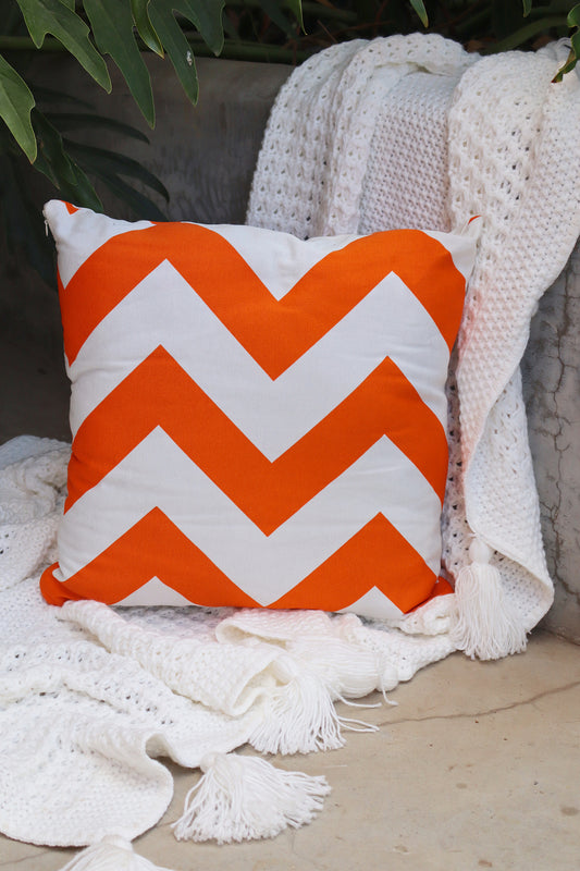 Capa de Almofada em Gorgurinho Chevron Laranja