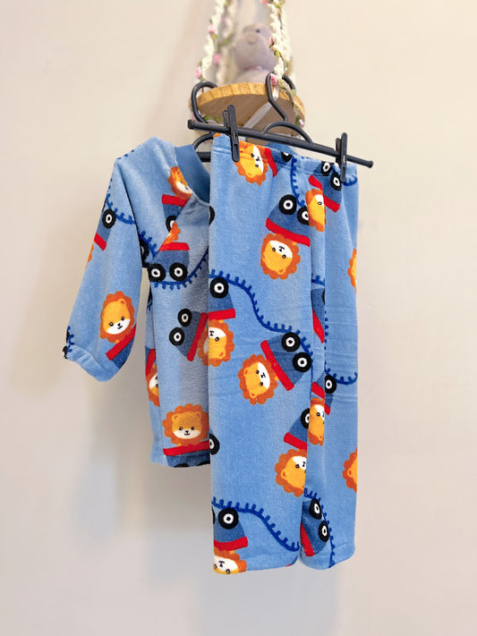 Pijama Infantil Fleece Leão Azul