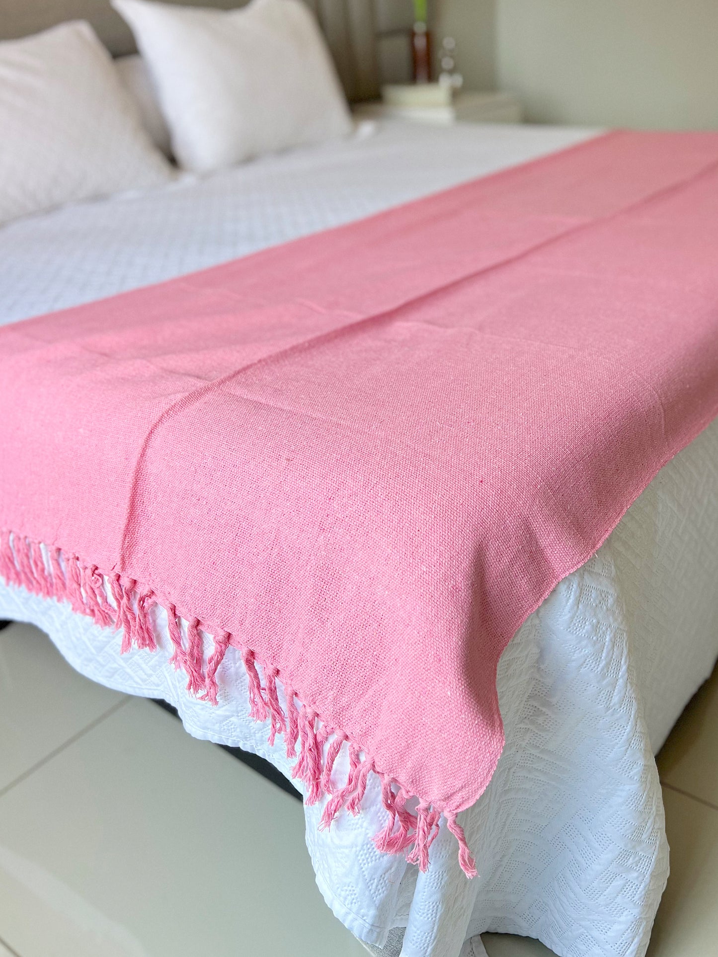 Peseira para Cama Algodão Rosa Claro 1,80x2,20m