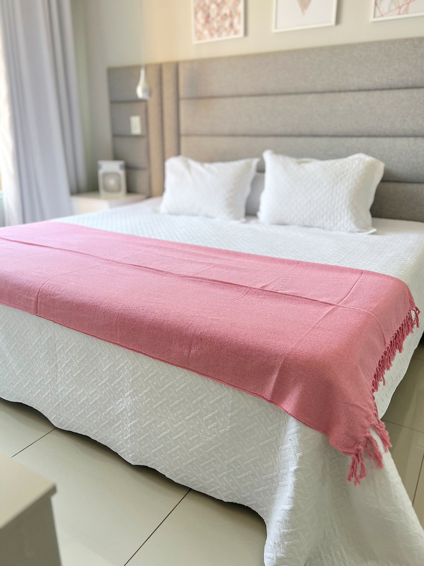 Peseira para Cama Algodão Rosa Claro 1,80x2,20m