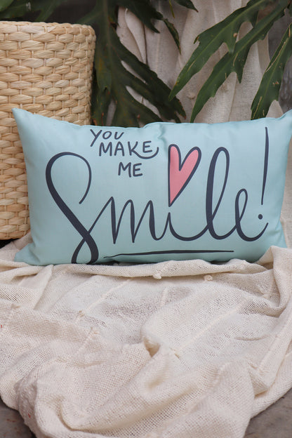 Capa de Almofada Sarja Baguete "You Make me Smile" 30x50cm