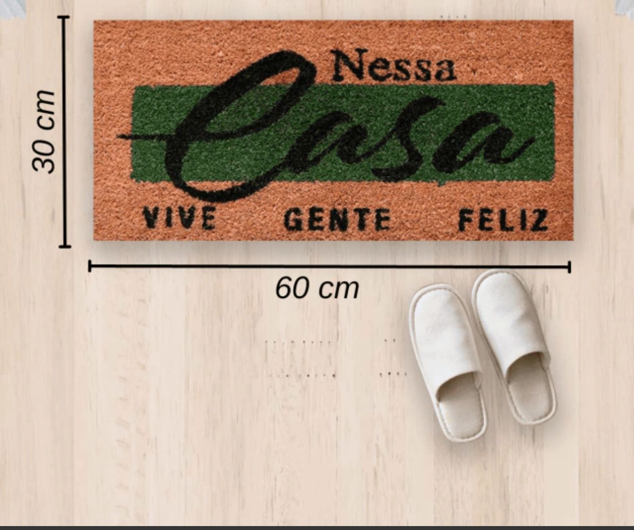 Tapete Bem Vindo Fibra de Coco Antiderrapante Nessa Casa Vive Gente Feliz