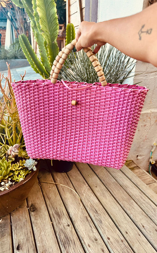 Bolsa Praia de Fibra Rosa Pink