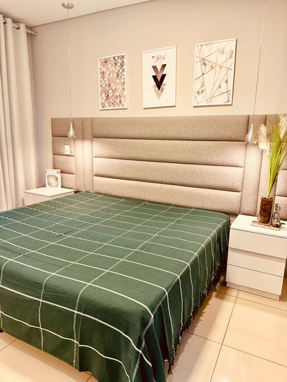 Colcha para Cama Queen 2,40x2,60m Artesanal Grid Verde