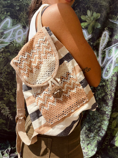 Mochila / Bolsa Bege e Preta