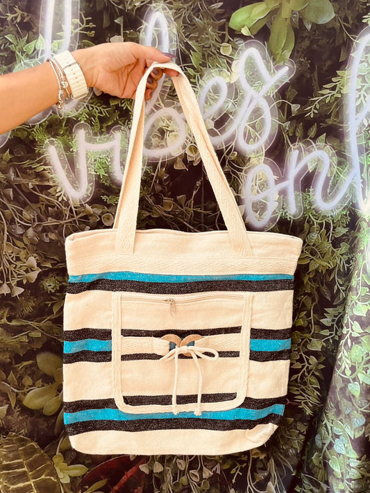 Bolsa de Ombro Cru, Azul e Preta