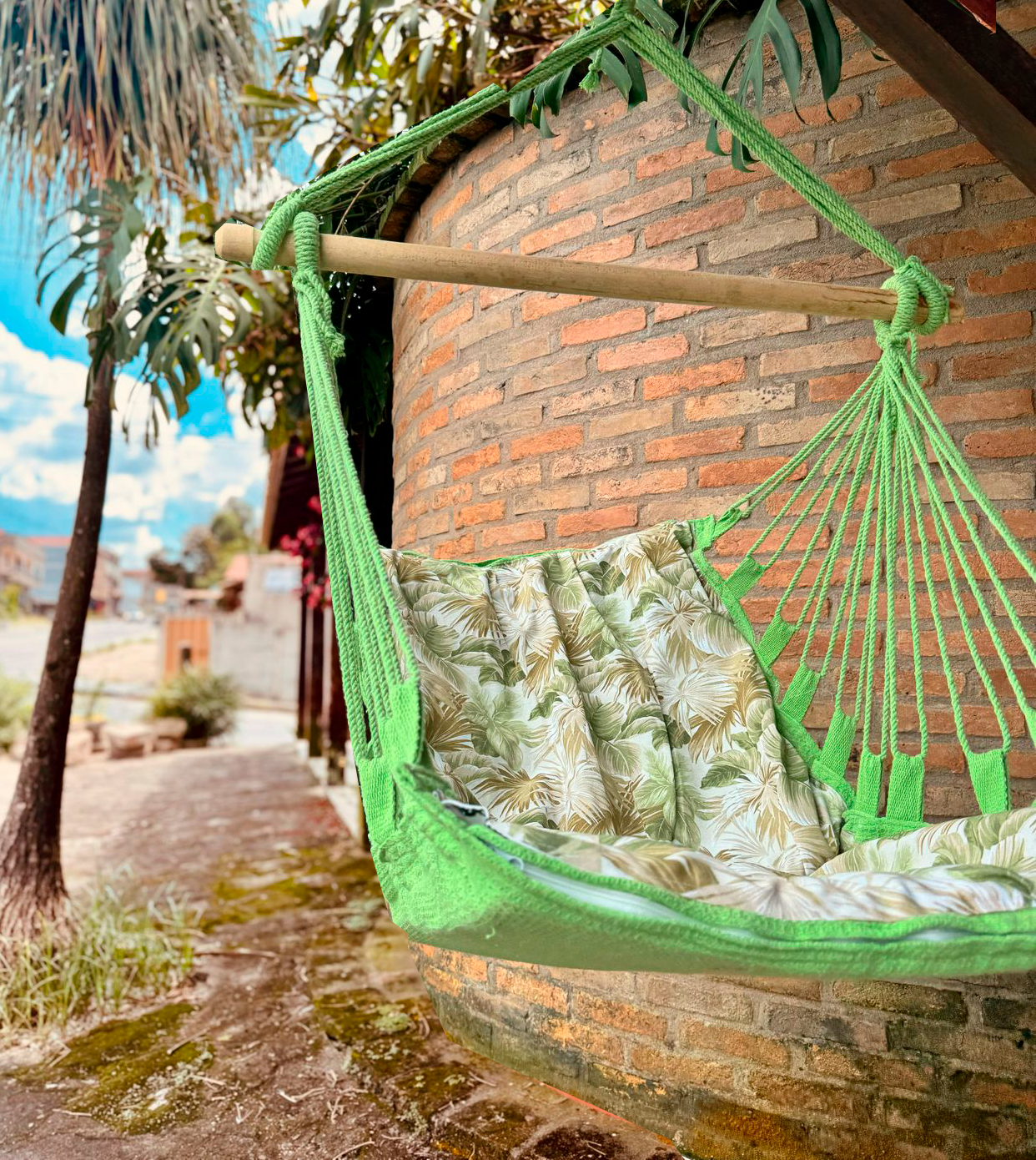 Rede Cadeira De Balanço Impermeável Folhas Verde