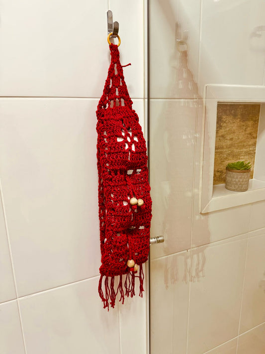 Porta Papel Higiênico em Crochê Vermelho