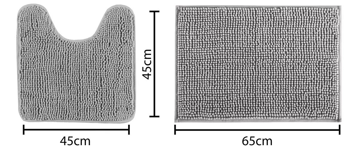 Jogo de Tapetes para Banheiro Antiderrapante Bolinha Micropop 2 Peças Cinza
