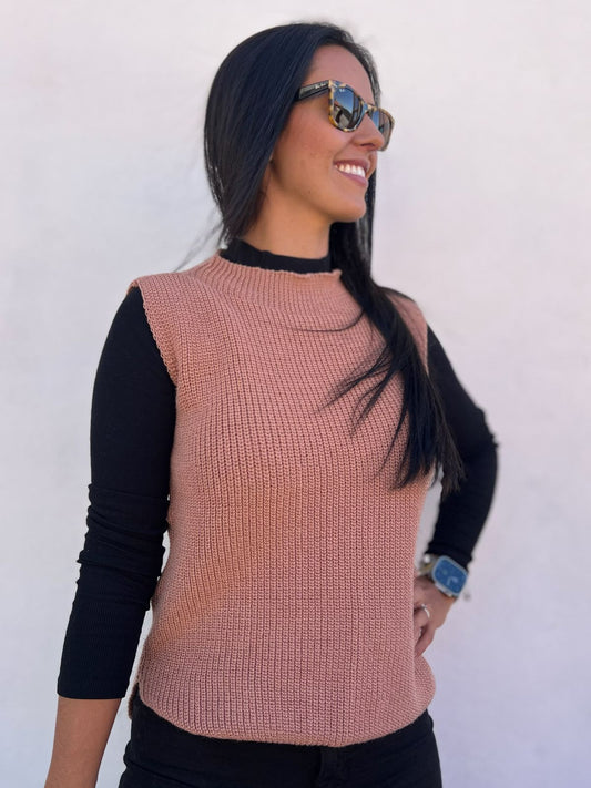 Blusa Tricot Colete Rosê